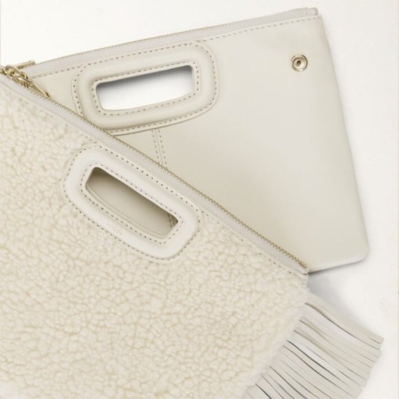 Maje Handbags - MAJE Leather Ivory Handle Clutch